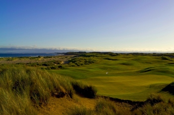 Barnbougle Dunes, 18th hole, view looking back from behind the green
