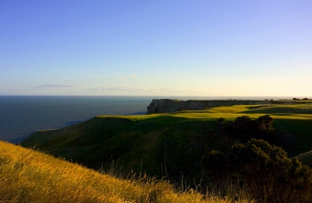 Cape Kidnappers, view across 12 and 13 greens, 15 beyond