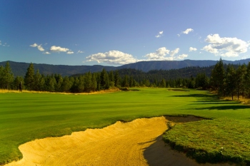 Tumble Creek, 5th hole, approach and green
